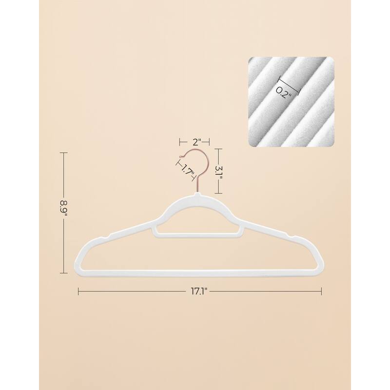 Clothes Slim Velvet Hanger with Rose Gold Swivel Metal Hook and Shoulder Notches Perfect for Heavy Coats or Camisoles
