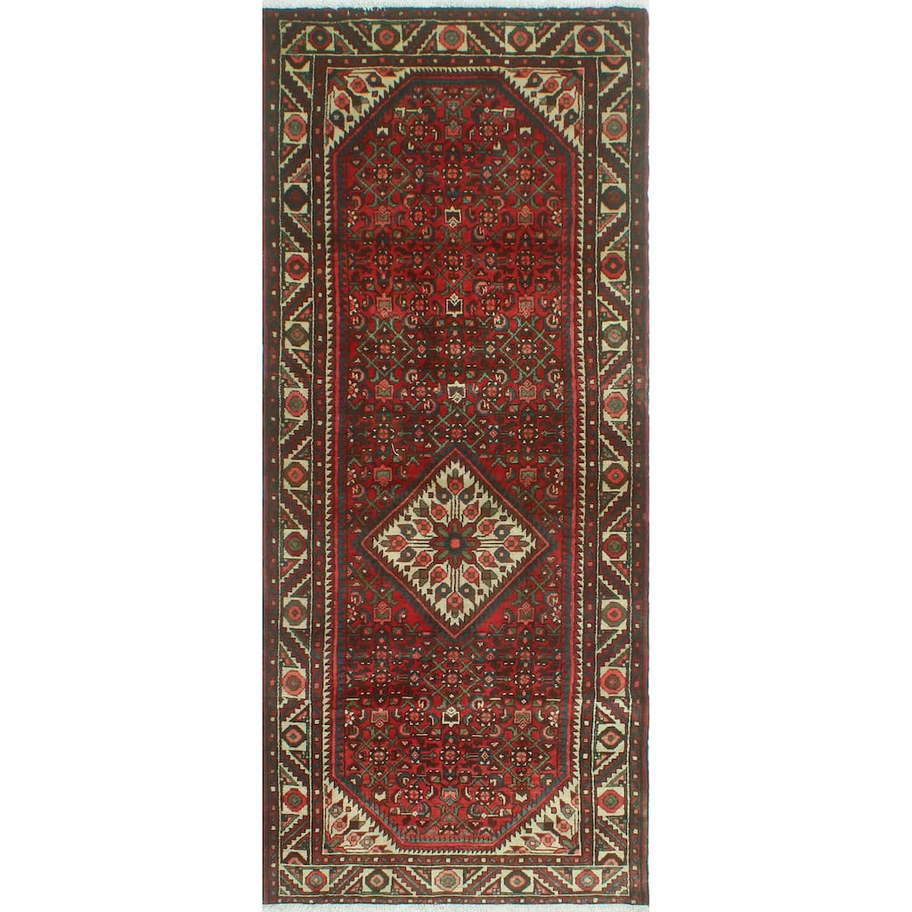 Fine Vintage Distressed Corky Red/Blue Runner - 3'6" x 8'8"
