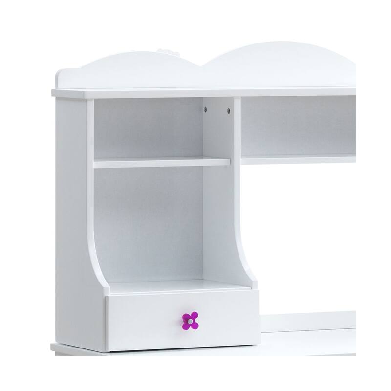White Desk with Hutch - Home Office Study Writing Desk - Modern Storage Solution