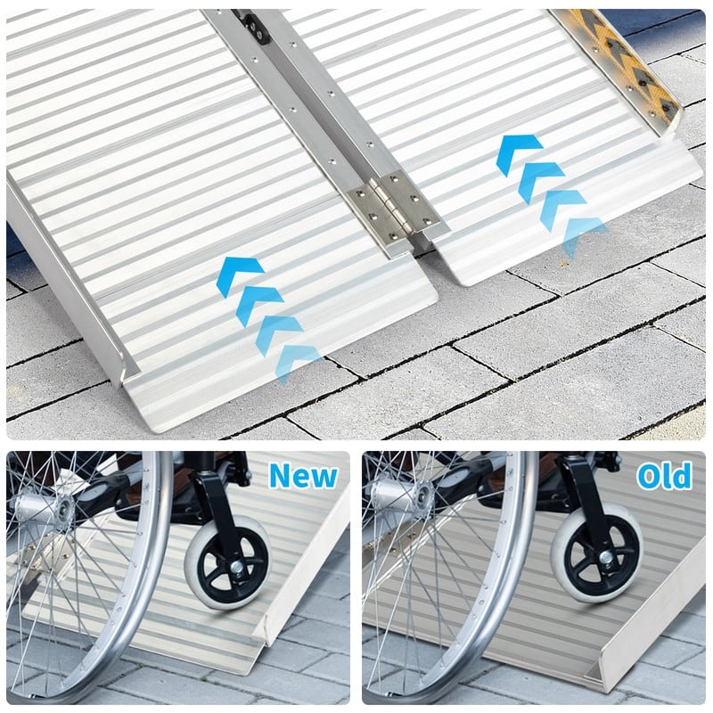 6ft Four-section Aluminum Wheelchair Loading Ramps Silver - N/A