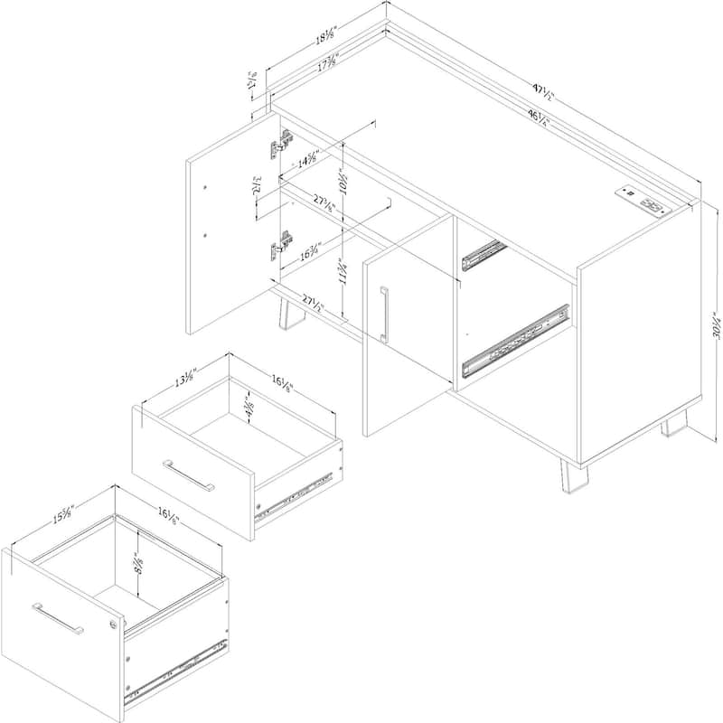 South Shore Kozack 2-drawer Credenza with Doors