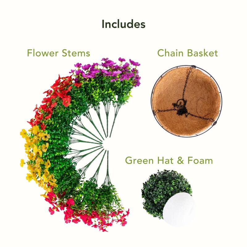 18-in UV Resistant Artificial Daisy Hanging Basket DIY Kit