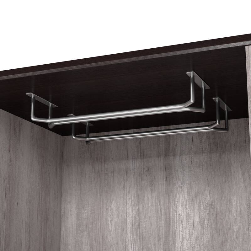 DH BASIC Traditional Coastal White 47-inch Glass-Door Wine Bar Cabinet by Denhour
