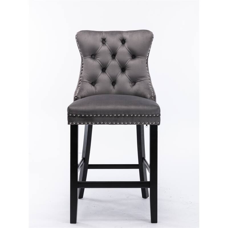Contemporary Velvet Upholstered Barstools,Set of 2