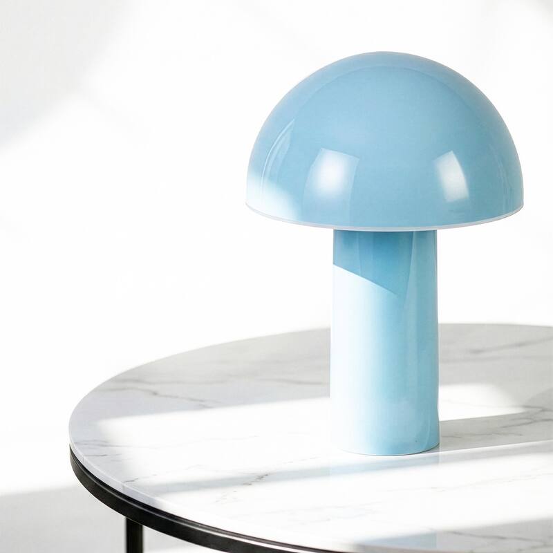 Brightech Celia 10.24 in LED Glossy Modern Round Dome Dimmable Cordless Portable Rechargeable Bedside Nightstand Desk Lamp