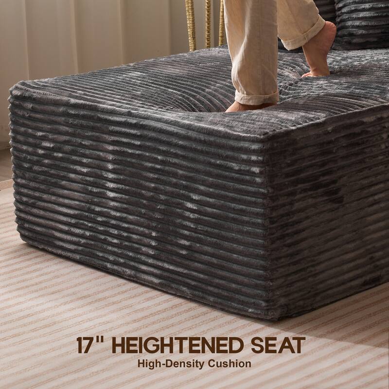 OVIOS All-Foam Cloud L-Shaped Lounger Sofa​ ​​With Ottoman​