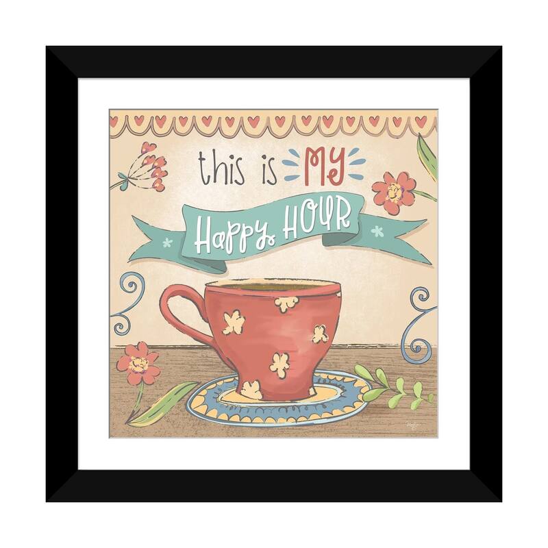 iCanvas "Coffee Happy Hour" by Mollie B. - Black - 24x24x1