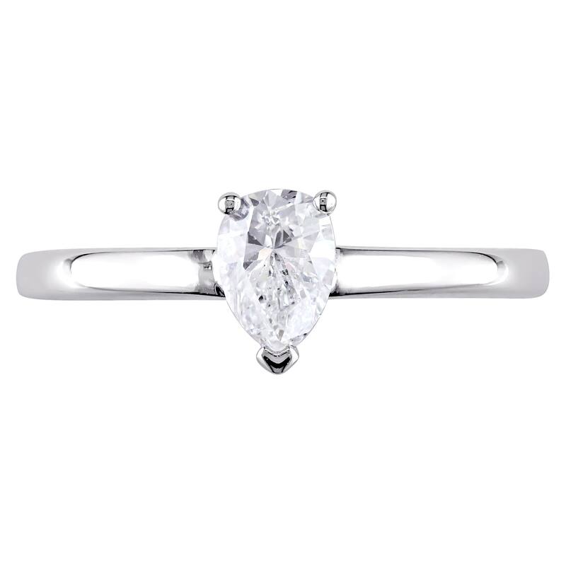 Miadora Signature Collection 14k White Gold 1/2ct TDW Pear-Cut Diamond Solitaire Engagement Ring