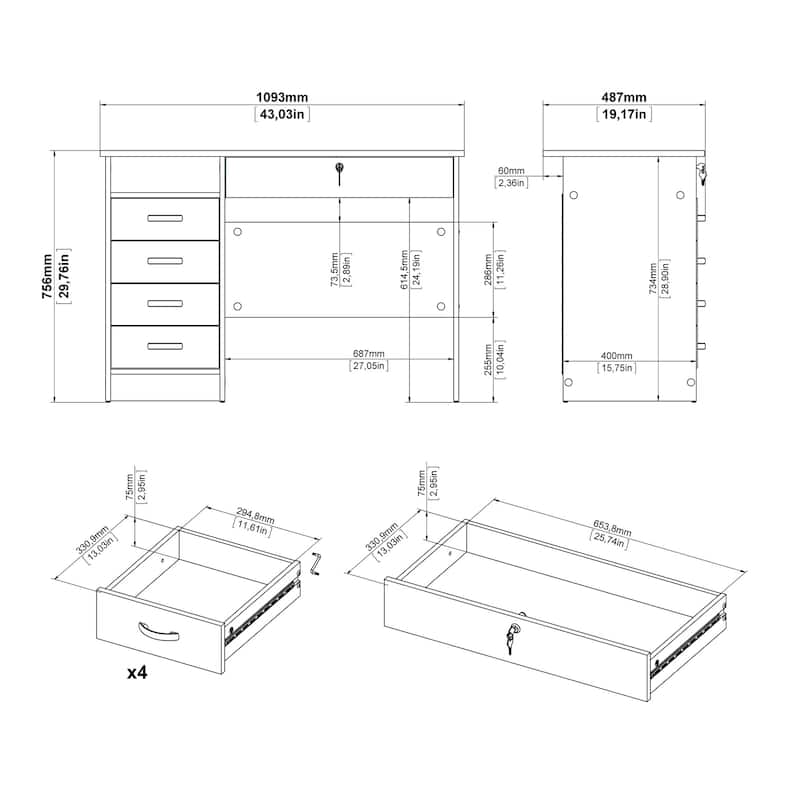 Porch & Den Skylar 5-drawer Desk