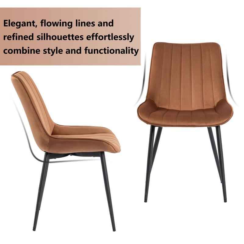 XINMICS Mid-century Modern Dining Chairs, Velvet Upholstered Metal Side Chair, Set of 2/4/6