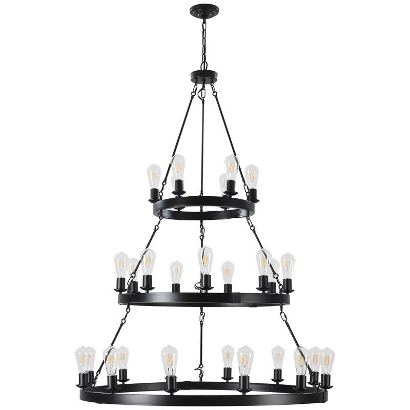 Cicyy Modern Large Black 26 Lights Metal Wagon Wheel Chandelier