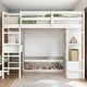 preview thumbnail 2 of 11, White Bedroom Full Size Loft Bed with Storage Shelves and Drawers and Built-in Desk with 2 Drawers