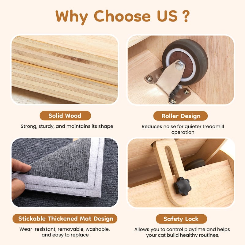 Cat Exercise Wheel - 46" Running Treadmill for Indoor Cats