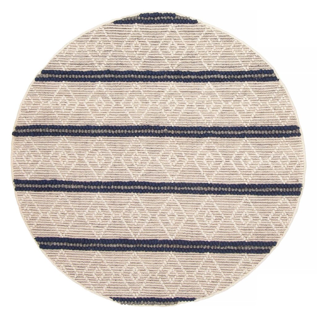 ECARPETGALLERY Braid weave Sienna Cream Wool Rug - 4'10 x 4'10