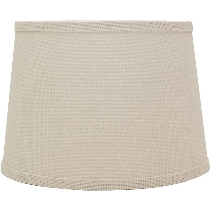 French Drum Burlap Lampshade, 12" to 16" Bottom Size - 14" - Off White