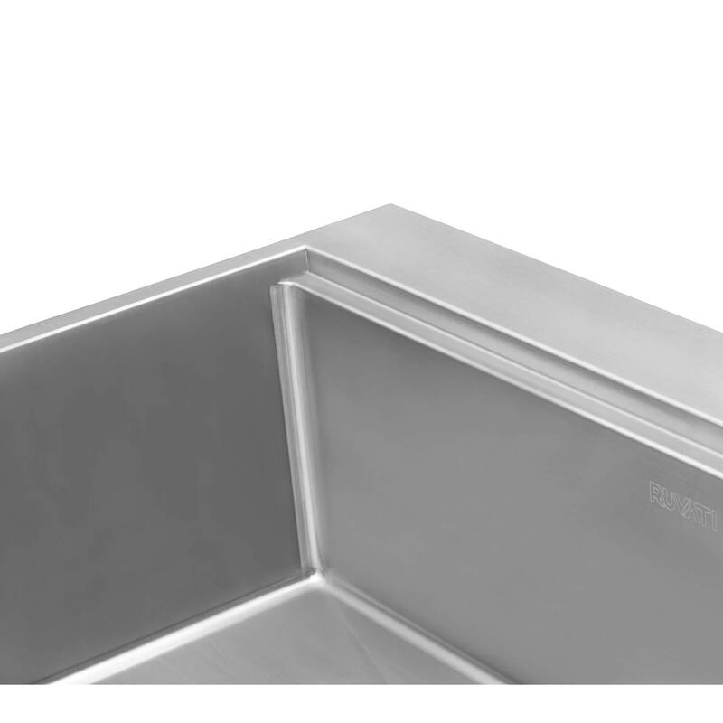 Ruvati 33 x 22 inch Workstation Ledge Drop-in Topmount Kitchen Sink 16 Gauge Stainless Steel Single Bowl - RVH8003 - 33" x 22"