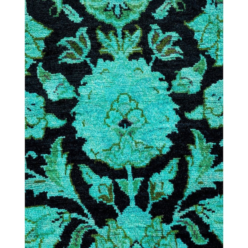 Overton Hand Knotted Wool Vintage Inspired Modern Contemporary Overdyed Blue Area Rug - 4' 0" x 6' 3"