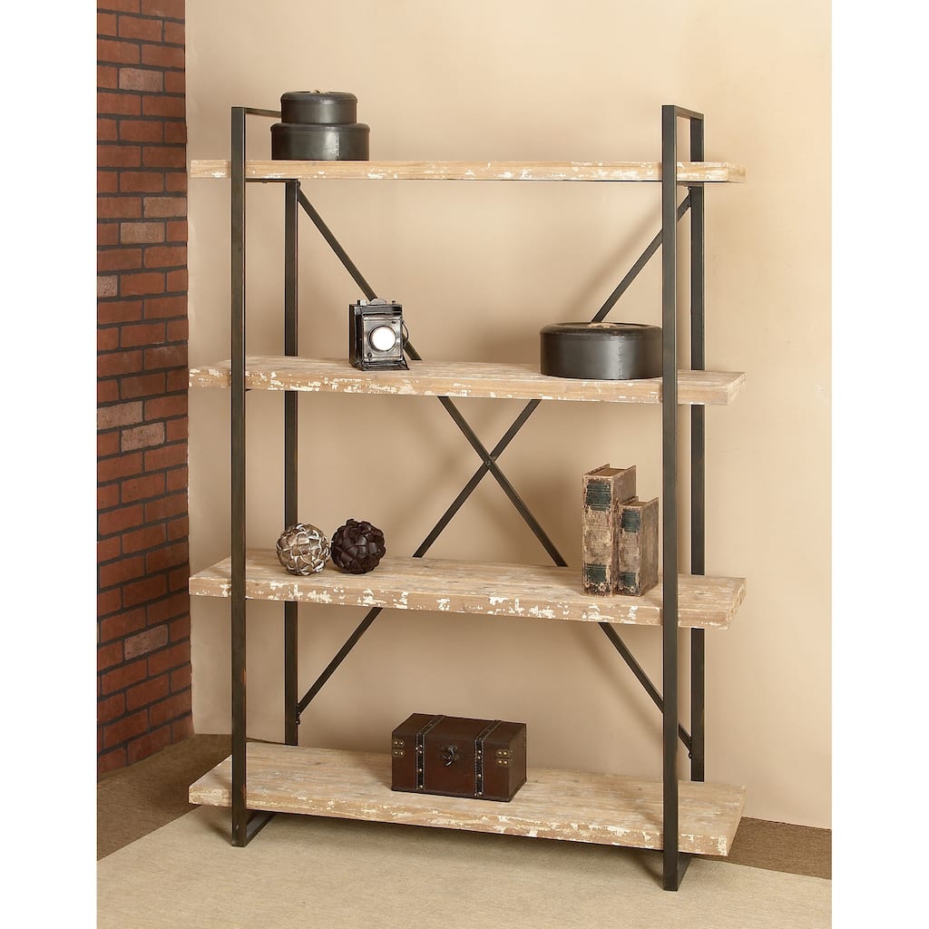 Brown Wood 4 Shelves Shelving Unit