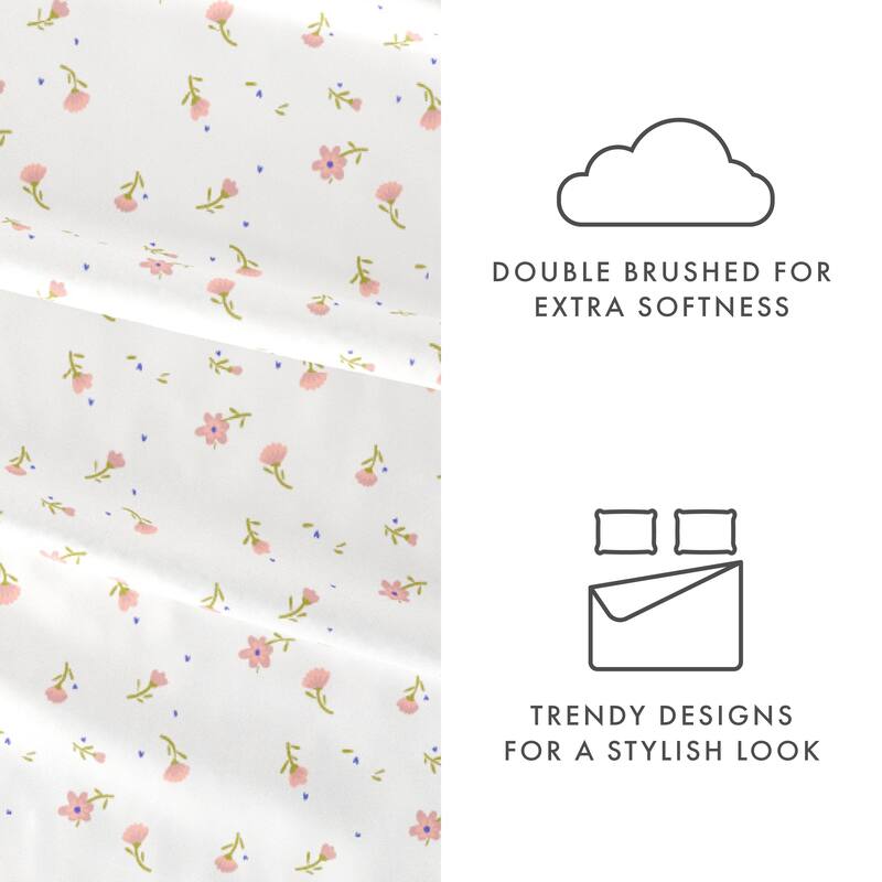 Becky Cameron Soft Floral Pattern 4-piece Deep Pocket Bed Sheet Set