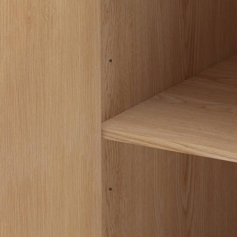 Tall 8 Door Armoire Wardrobe Closet with Hanging Rod and Adjustable Shelves, Rattan Door Storage Cabinet