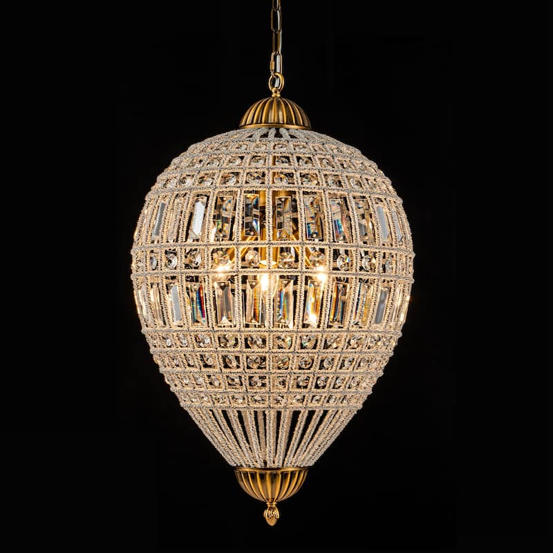 Ennu Retro Antique Sphere Crystal Chandelier Adjustable Dining Room Chandelier