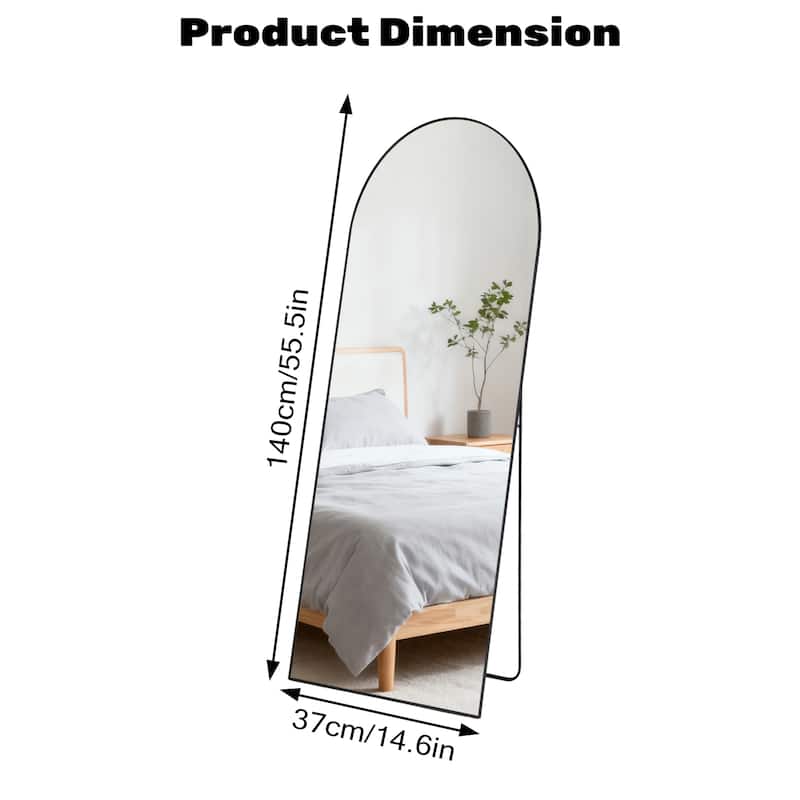 Arched Full Length Mirror with Stand, Floor Standing Mirrors for Bedroom Body Hanging Leaning Wall Living Room Cloakroom ﻿