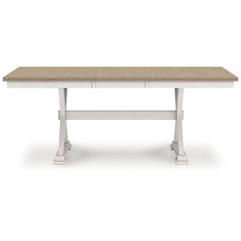 Signature Design by Ashley Westlinport Antique White/Brown Dining Butterfly Extension Table - 40" W x 78" D x 30" H
