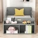 preview thumbnail 2 of 16, Twin Size Floor Kids Bed Frame with Storage Footboard and Guardrail, Grey