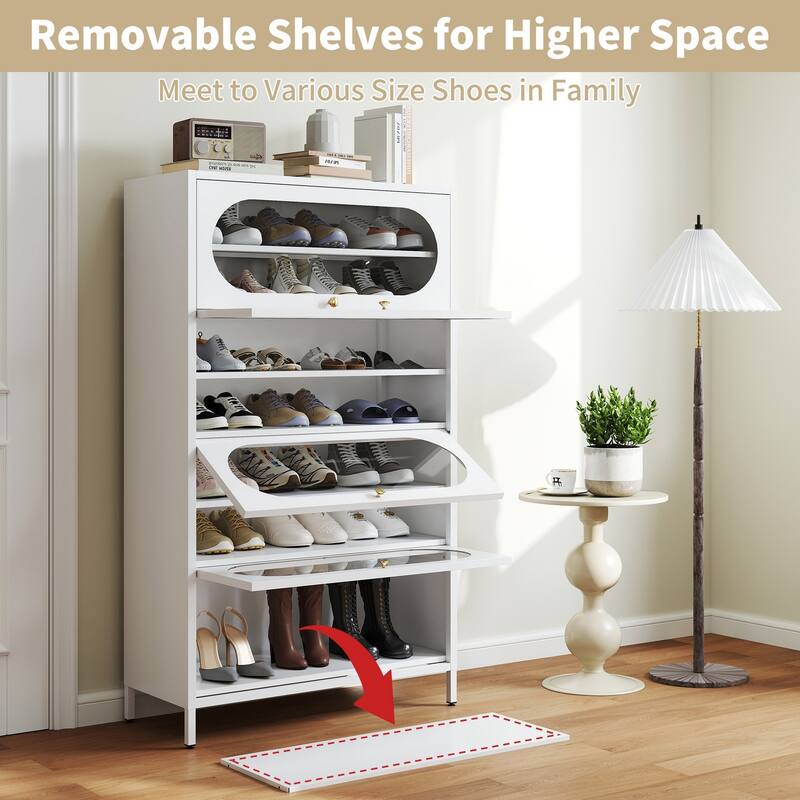 Entryway Shoe Storage Cabinet with 3/4 Flip Doors, Shoe Rack Organizer for Hallway