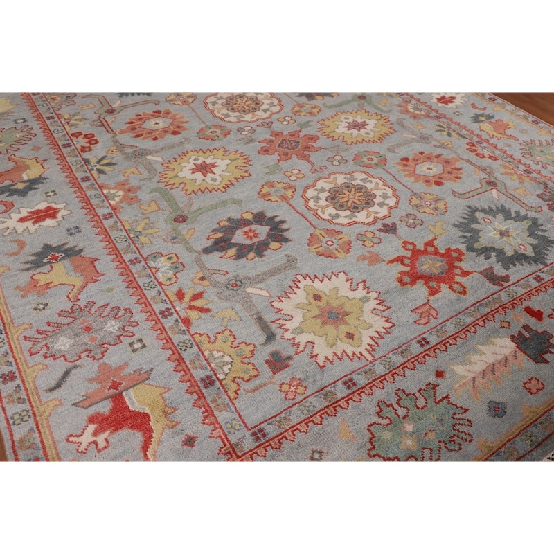 Floral Oushak Oriental Area Rug Handmade Wool Carpet - 8'2"x 9'9"