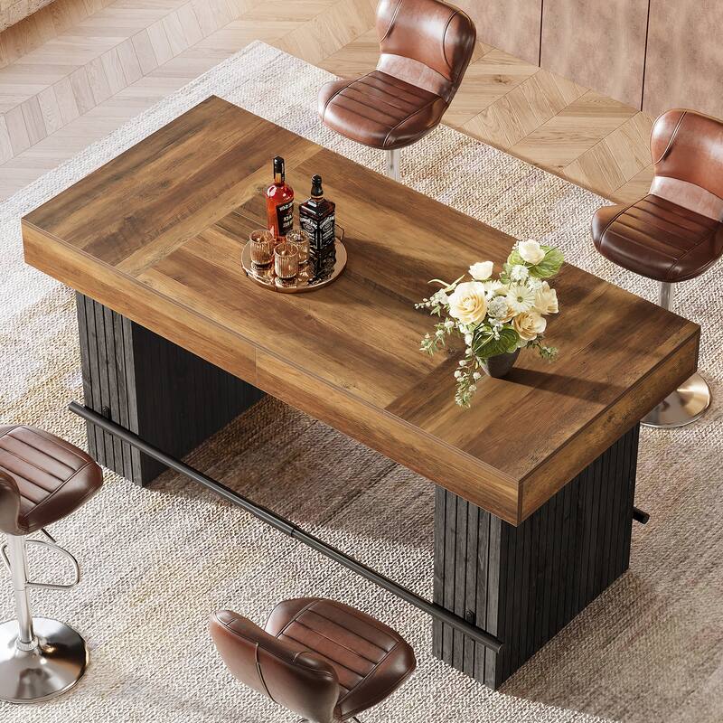 63'' Bar Table, Counter Height Pub Dining Table Home Bar Unit