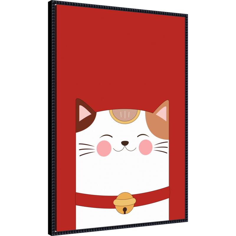 Good Luck Charm Cat by Xuan Thai Framed Canvas Wall Art Print