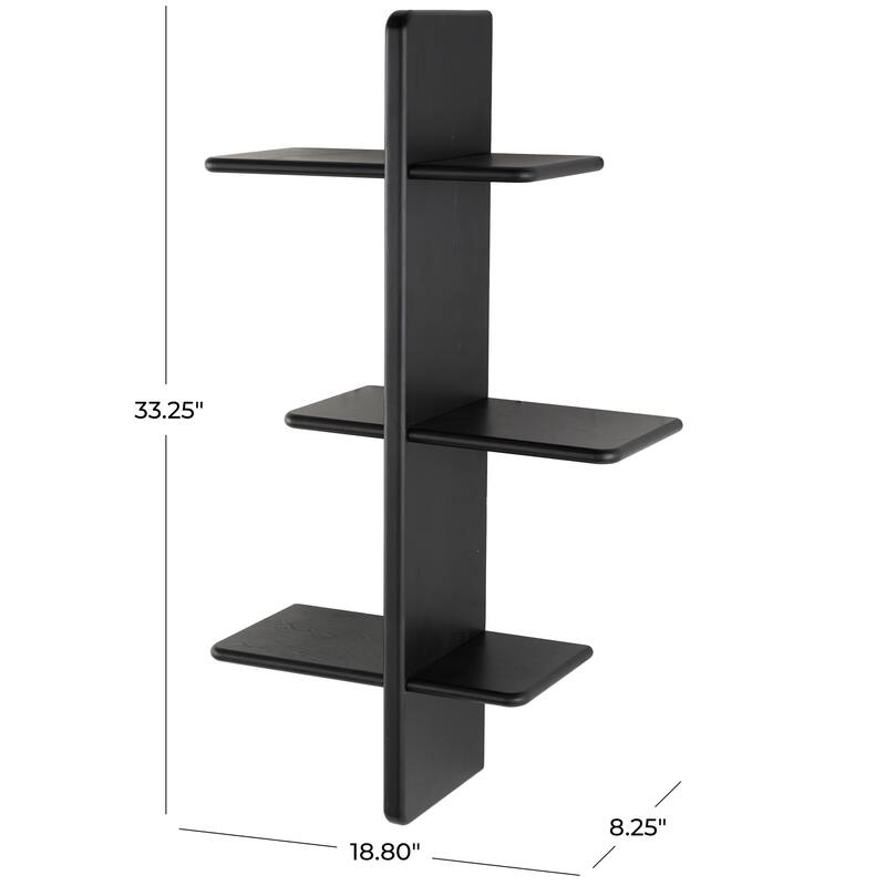 Wood Handmade 6 Shelf Wall Shelf - Light Brown or Black - Roche River Decor
