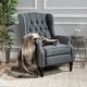 preview thumbnail 37 of 42, Walter Tufted Fabric Wingback Recliner Club Chair by Christopher Knight Home Charcoal