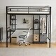 preview thumbnail 4 of 13, Twin Size Metal Loft Bed with Desk and Storage Shelves
