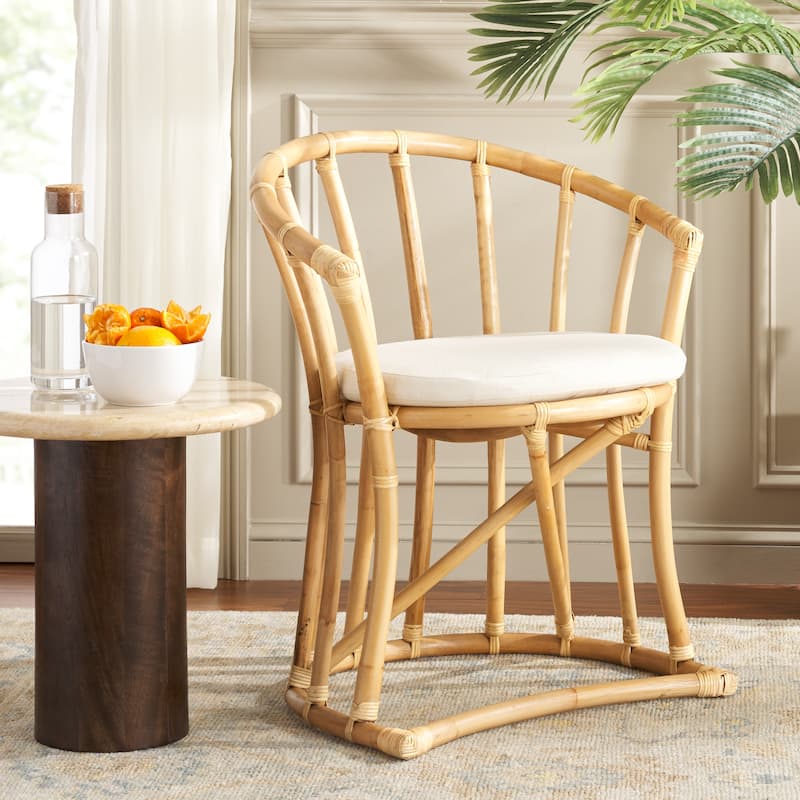 SAFAVIEH Violina Rattan Accent Chair - 24.8" x 22.2" x 30.5" - 25"W x 22"D x 31"H - White/Natural