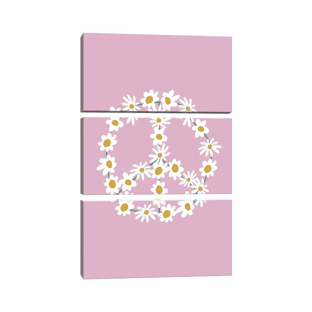 iCanvas "Purple Daisy Peace Sign" by Nicole Basque 3-Piece Canvas Wall Art Set