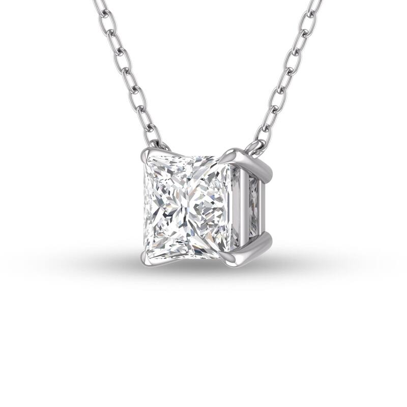 Marquee Lab Grown 1/2 Carat Floating Princess Cut Diamond Solitaire Pendant in 14K White Gold