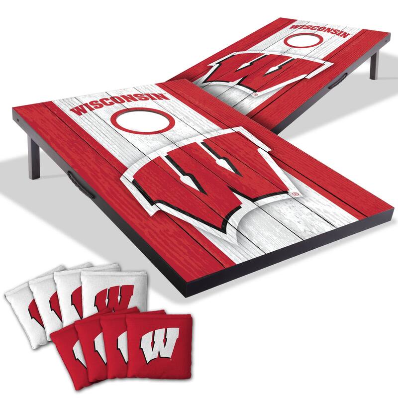 Wisconsin Badgers NCAA Compact 2x3 Tailgate Cornhole Board Set - Include Team Logo Bags