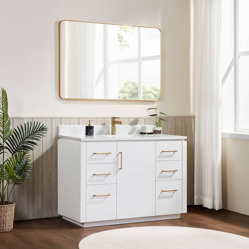 San Single Bath Vanity with Composite Stone Top without Mirror