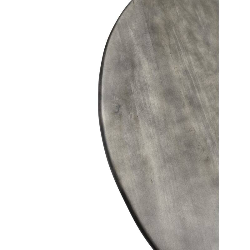 Round Mango Wood Dining Table with Chrome Finished base - 36" - Fog Gray