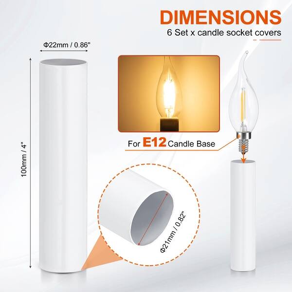 dimension image slide 64 of 102, Metal Chandelier Socket Sleeves Insulation Heat Shrinkable