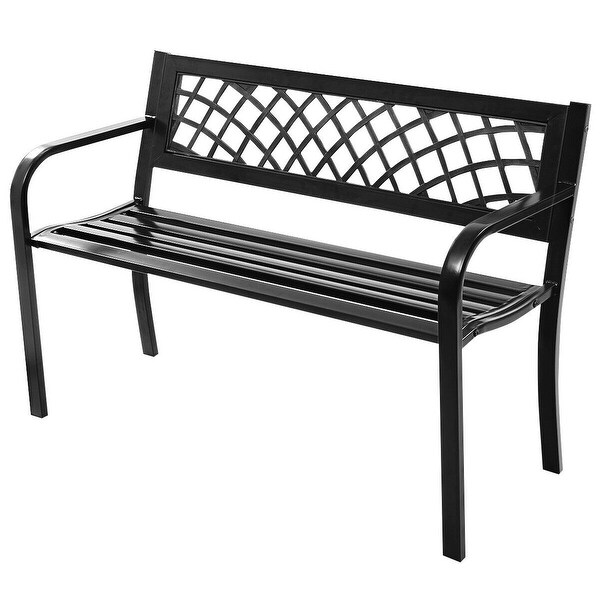 Costway Outdoor Garden Bench Iron Patio Garden Furniture 2 Seater