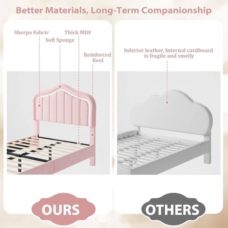 Upholstered Bed Frame with Storage Drawer and LED Headboard, Wooden Slat Support, Easy to Assemble