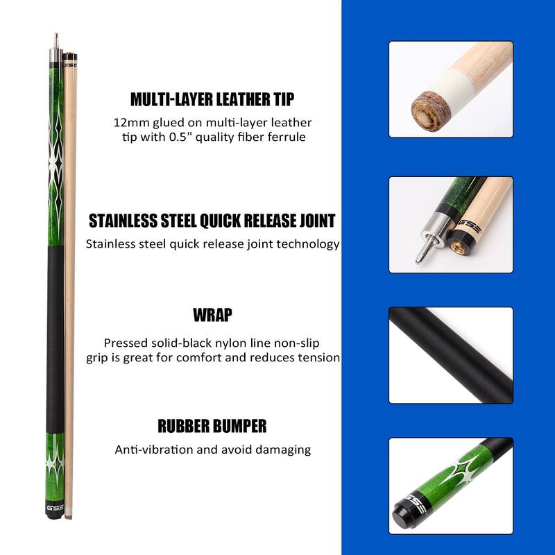 GSE™ 58" 2-Piece Canadian Maple Hardwood Billiard Pool Cue Stick for Men/Women.Great for House Game Room or Commercial Bar Use