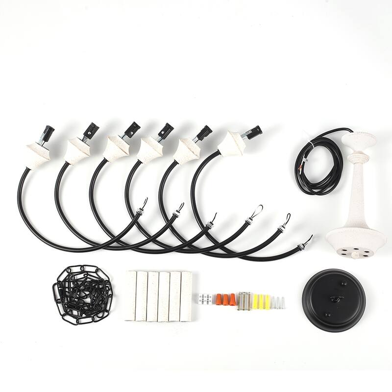 6-Light Modern Chandelier , Farmhouse Candle Chandelier for Dining Room Living Room Bedroom Kitchen - W24.4"x H15.55"