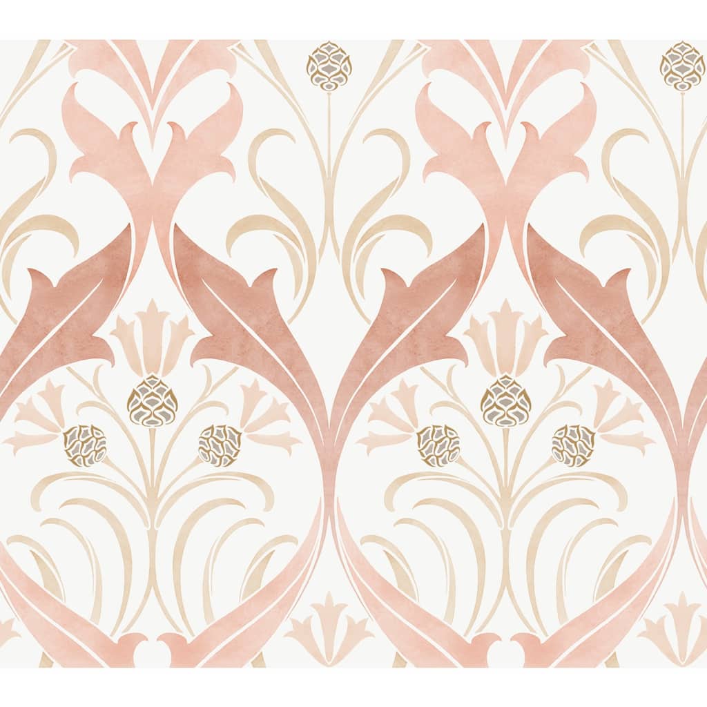 Ronald Redding Pine Cone Ribbon Blush Wallpaper