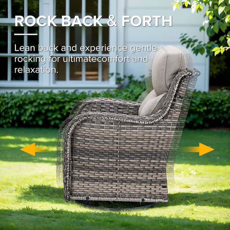 Gymojoy 3-Piece Patio Swivel Glider Chair Set with Side Table, 6-Inch Ultra-Plush Cushions & Water-Resistant Olefin Fabric
