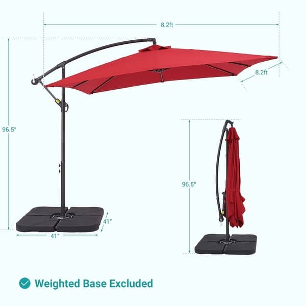 dimension image slide 5 of 6, 8.2 x 8.2 Ft Patio Offset Umbrella w/Steel Frame and Angle Adjustment
