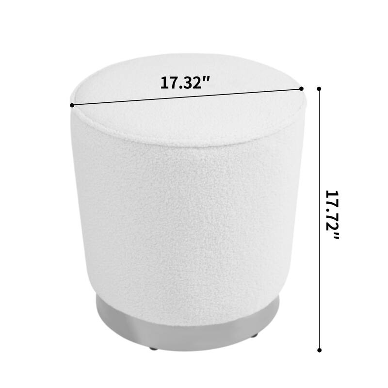 Aysel White Boucle Ottoman with Golden Accent Base